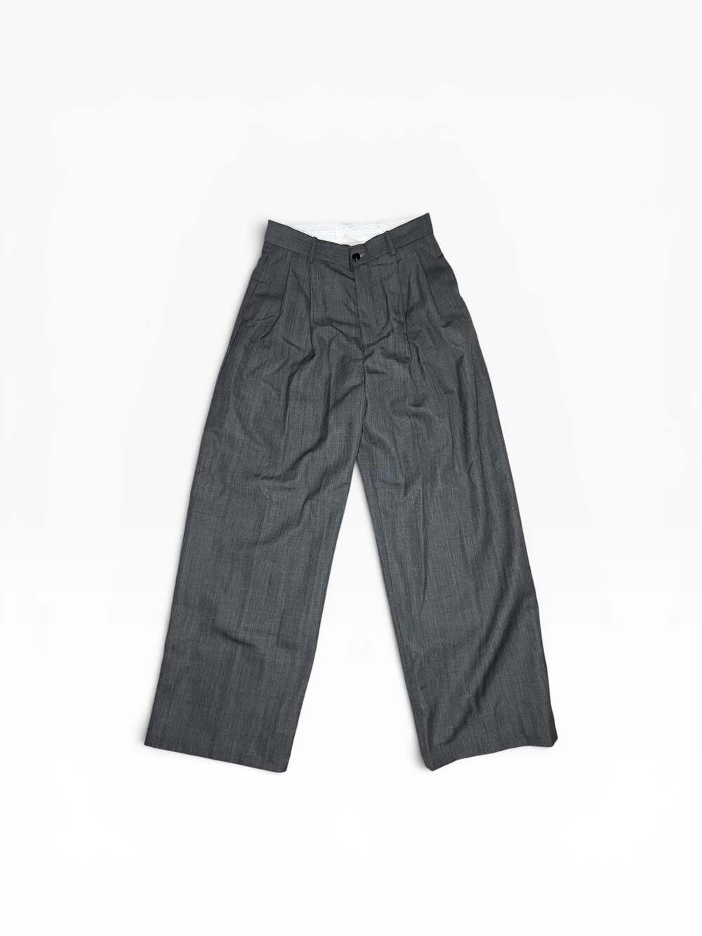Vise Gray Wide-Leg Pleated Trousers